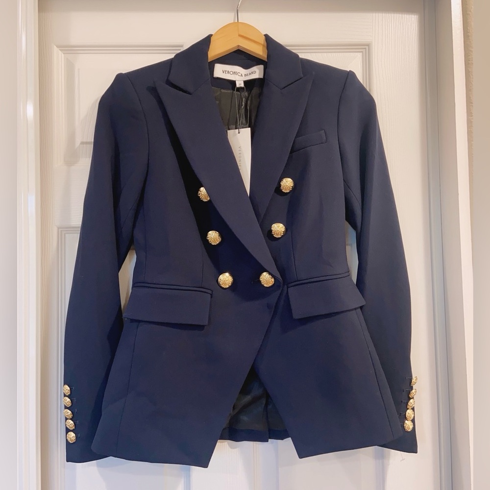 NWT $795 Veronica Beard Miller Dickey Jacket - Navy w/Gold Buttons - Picture 12 of 15